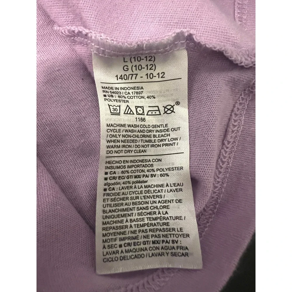 Old Navy Softest Tee Girls L 10-12 Purple Heart Patch Sleeve 1634